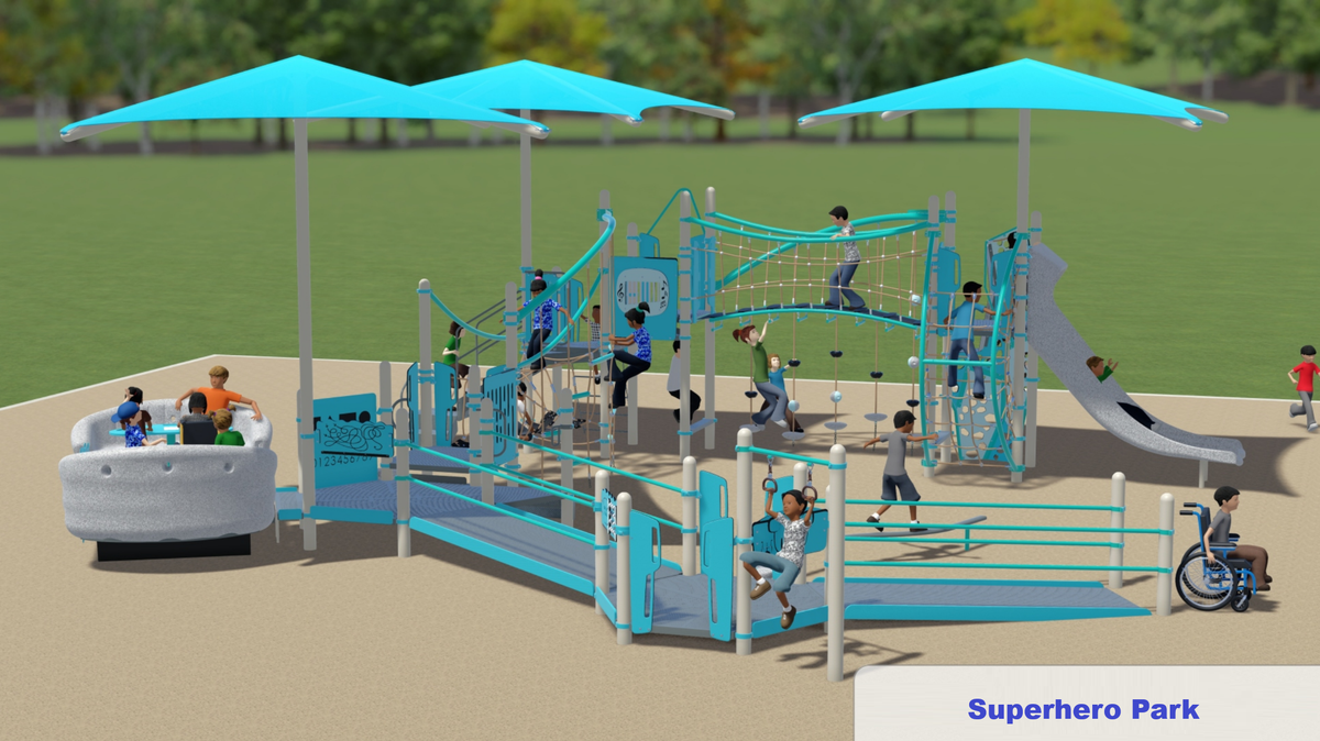 A rendering of Superhero Park, the first park in the city of Miami that will be aimed at children on the autism spectrum. The park, 235 NW 26th Ave. in Little Havana, will be fully ADA-compliant when it opens by year’s end, city officials said. 